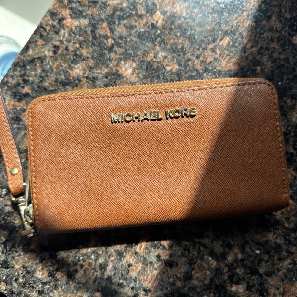 Michael Kors Tan Leather Wristlet